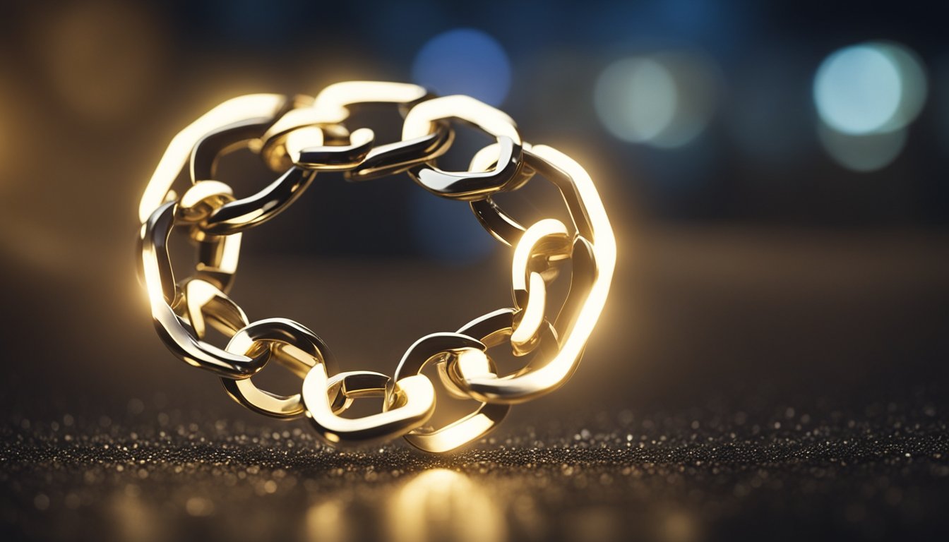 A broken chain being mended with a glowing light at the center